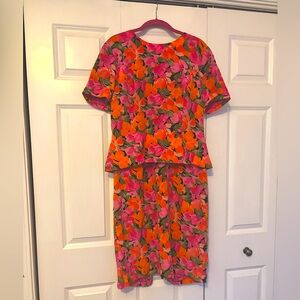 Vintage Silk Size 12 Perfect Condition Lined Floral Dress Fairycore Coquette